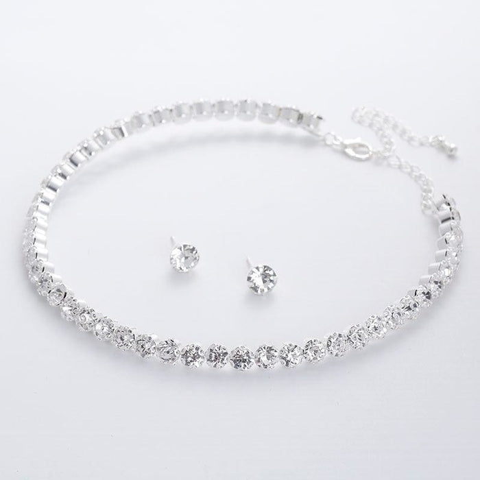 Silver Circle Crystal Necklace Earrings Bridal Jewelry Sets | Bridelily - jewelry sets