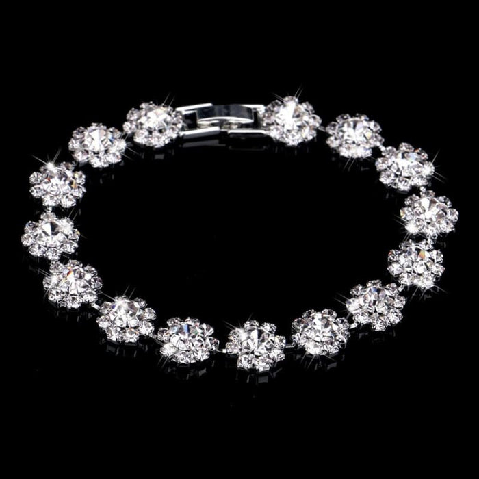 Silver Color Rhinestone Flower Bridal Jewelry Sets | Bridelily - jewelry sets