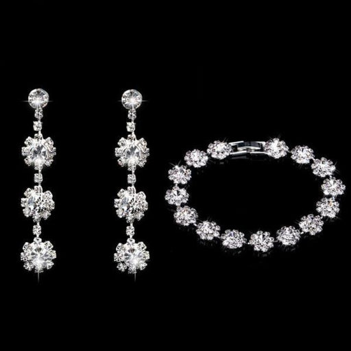 Silver Color Rhinestone Flower Bridal Jewelry Sets | Bridelily - jewelry sets
