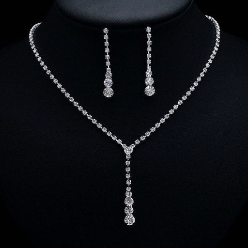 Silver Crystal Necklace Earrings Bracelet Jewelry Sets | Bridelily - jewelry sets