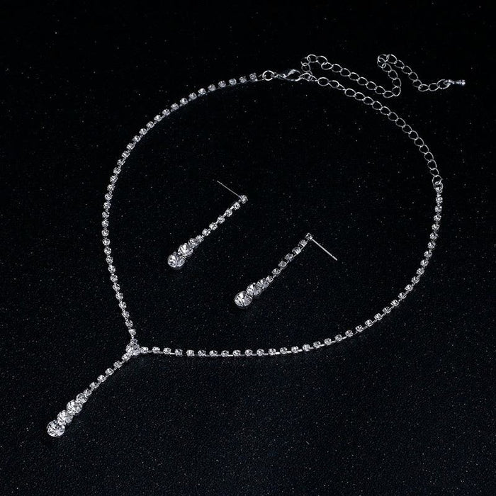 Silver Crystal Necklace Earrings Bracelet Jewelry Sets | Bridelily - jewelry sets