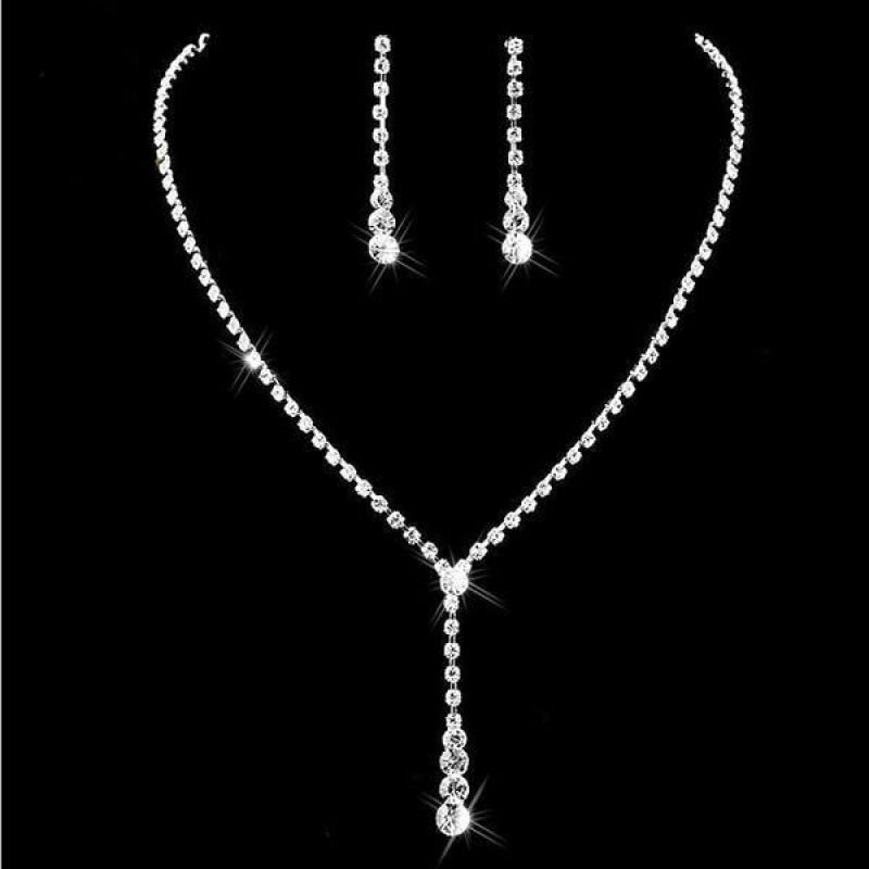 Silver Crystal Necklace Earrings Bridal Jewelry Sets | Bridelily - jewelry sets