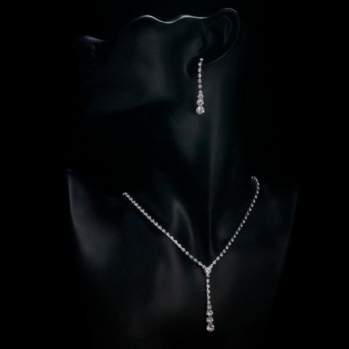 Silver Crystal Necklace Earrings Bridal Jewelry Sets | Bridelily - jewelry sets