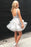Silver Gray V Neck Sleeveless Tulle Homecoming Mini Tiered Prom Dress with Appliques - Prom Dresses