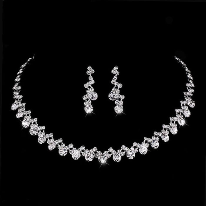 Silver Handmade Pearl Crystal Jewelry Sets | Bridelily - rhinestone design - jewelry sets