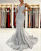 Silver Lace Mermaid Evening Dress with Long Sleeveless - Prom Dresses