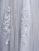 Silver Prom Dress Tulle Backless Party Dress Lace Applique A Line Occasion Dress With Train