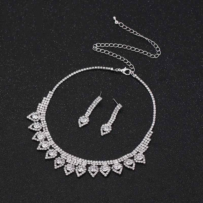 Silver Rhinestone Leaves Style Wedding Jewelry Sets | Bridelily - jewelry sets