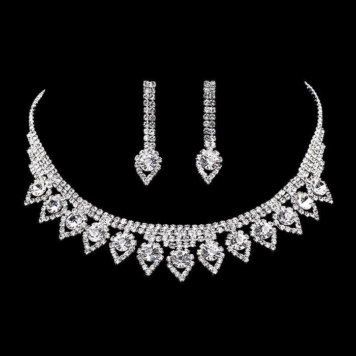 Silver Rhinestone Leaves Style Wedding Jewelry Sets | Bridelily - jewelry sets