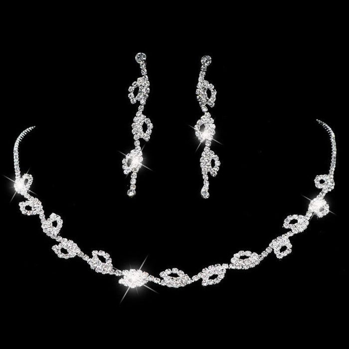 Silver Rhinestone Leaves Wedding Jewelry Sets | Bridelily - jewelry sets