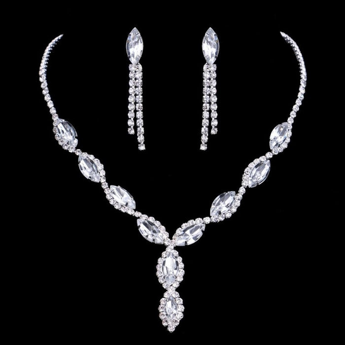 Silver Rhinestone Necklace Earrings Bracelet Jewelry Sets | Bridelily - jewelry sets