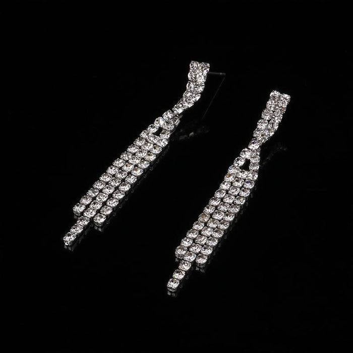 Silver Rhinestone Tassels Bridal Jewelry Sets | Bridelily - jewelry sets