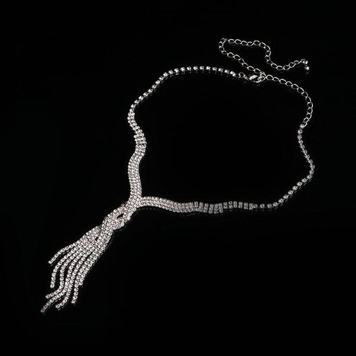 Silver Rhinestone Tassels Bridal Jewelry Sets | Bridelily - jewelry sets