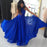Simple A Line Prom Gown Halter Royal Blue Chiffon Evening Dress with Keyhole - Prom Dresses