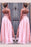 Simple A-Line Sleeveless Straps Floor-Length Ruched Slit Chiffon Prom Dresses - Prom Dresses