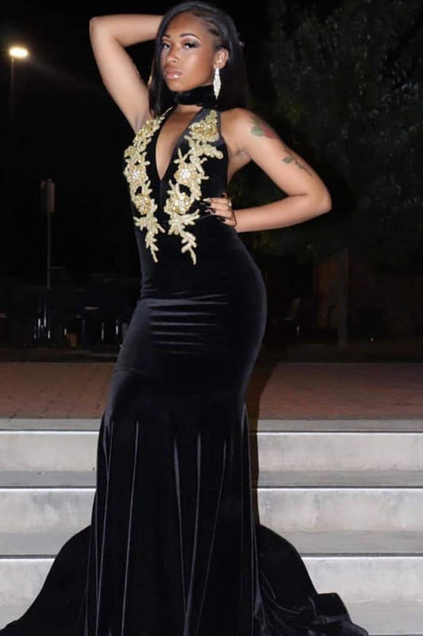 Simple Black Sleeveless Elegant Long Prom Dress - Bridelily Simple Black Sleeveless Elegant Long Prom Dress - Bridelily
