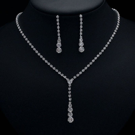 Simple Crystal Silver Tassel Bridal Jewelry Sets | Bridelily - jewelry sets