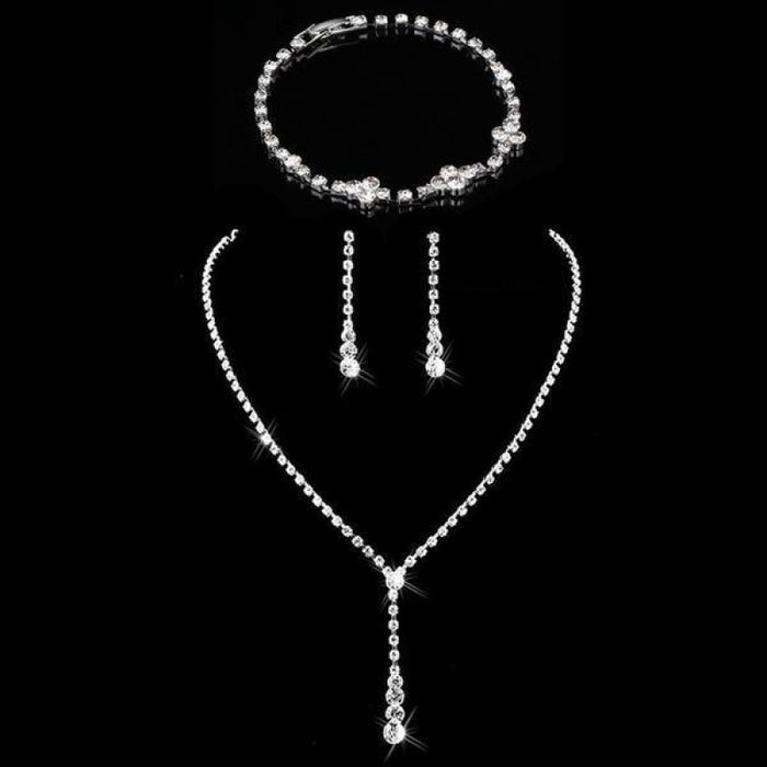 Simple Crystal Silver Tassel Bridal Jewelry Sets | Bridelily - jewelry sets