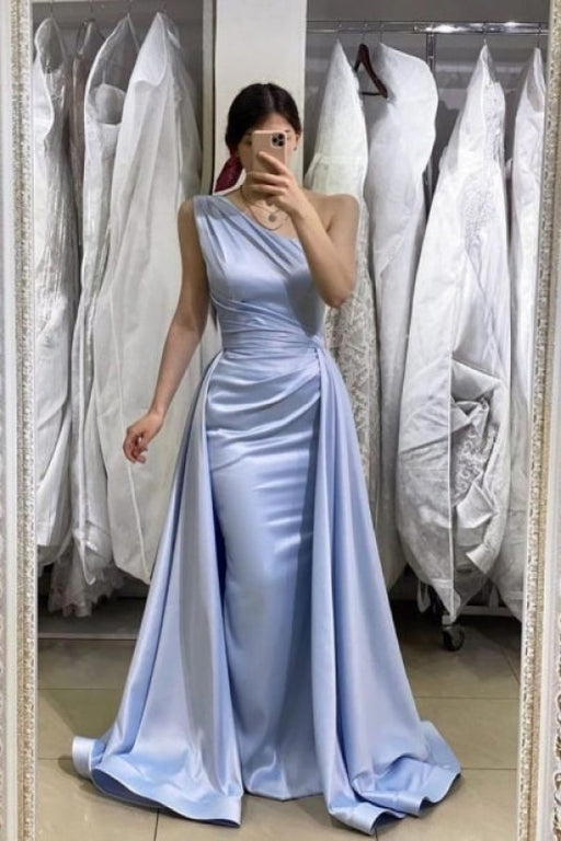 Simple Long Blue Sleeveless Mermaid Evening Dress - Prom Dresses