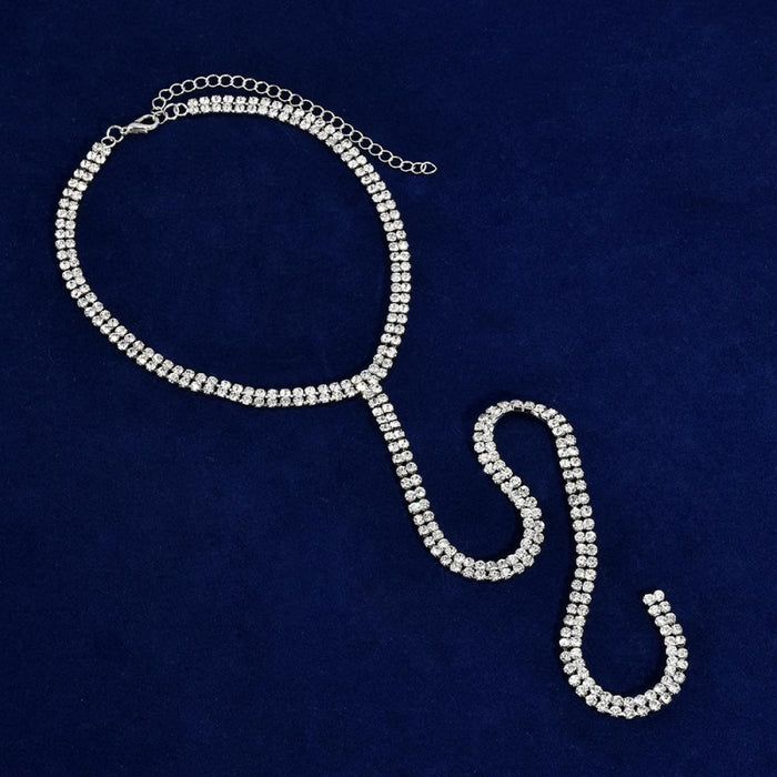 Simple Long Tassel Crystal Wedding Necklaces | Bridelily - necklaces