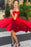 Simple Off the Shoulder Short Red Homecoming Dress with Lace Up Back - Prom Dresses