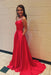 Simple Red Spaghetti Strap Formal with Pockets Sexy Long Prom Dress - Prom Dresses