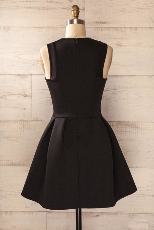 Simple Satin Short Homecoming Dress Cheap Black Sleeveless Mini Prom Dresses - Prom Dresses