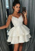 Simple Spaghetti Straps Short Homecoming with Lace Satin Graduation Dress - Prom Dresses
