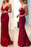 Simple Spaghetti Straps V Neck Dark Red Mermaid Long Evening Prom Dresses - Prom Dresses