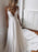 Simple V Neck Chiffon A Line Covered Button Boho Wedding Dresses - White / Floor Length - wedding dresses