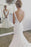 Simple V Neck Mermaid Long Beach Cheap Backless Wedding Dress - Wedding Dresses