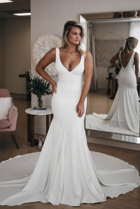 Sleeve Lace Trumpet Wedding Dress With Long Train - Bridelily Sleeve Lace Trumpet Wedding Dress With Long Train - Bridelily