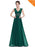 Simple V-Neck Satin A-Line Evening Dresses - Dark Green / 4 / United States - evening dresses