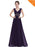 Simple V-Neck Satin A-Line Evening Dresses - Dark Purple / 4 / United States - evening dresses