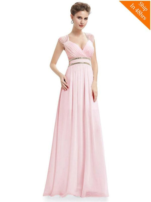 Simple V-Neck Satin A-Line Evening Dresses - Baby Pink / 4 / United States - evening dresses