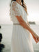 Simple Wedding Dress A Line Jewel Neck Lace Short Sleeve Floor Length Chiffon Beach Wedding Bridal Gowns