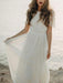 Simple Wedding Dress A Line Jewel Neck Lace Short Sleeve Floor Length Chiffon Beach Wedding Bridal Gowns