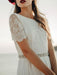 Simple Wedding Dress A Line Jewel Neck Lace Short Sleeve Floor Length Chiffon Beach Wedding Bridal Gowns
