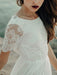 Simple Wedding Dress A Line Jewel Neck Lace Short Sleeve Floor Length Chiffon Beach Wedding Bridal Gowns