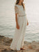 Simple Wedding Dress A Line Jewel Neck Lace Short Sleeve Floor Length Chiffon Beach Wedding Bridal Gowns