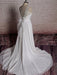 Simple Wedding Dress A Line Lace V Neck Sleeveless Bows Bridal Dresses With Chapel Train