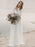 Simple Wedding Dress A Line V Neck Long Sleeve Floor Length Chiffon Lace Beach Wedding Dresses