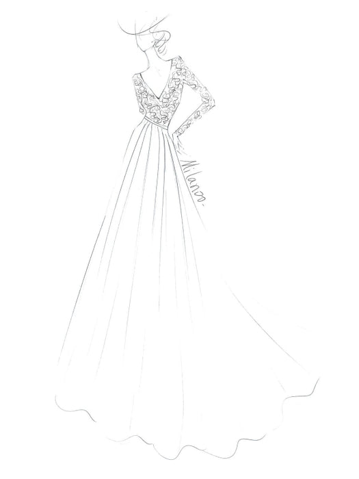 Simple Wedding Dress A Line V Neck Long Sleeve Floor Length Chiffon Lace Beach Wedding Dresses