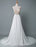 Simple Wedding Dress A Line V Neck Sleeveless Embroidered Chiffon Bridal Dresses With Train