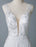 Simple Wedding Dress A Line V Neck Sleeveless Lace Illusion Back Bridal Gowns