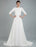 Simple Wedding Dress Beaded Sash Backless Bateau Neck Half Sleeves A Line Bridal Gowns With Court Train