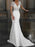 Simple Wedding Dress Mermaid Lace V Neck Short Sleeves Beaded Sash Bridal Dresses With Train
