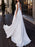 Simple Wedding Dress Satin Fabric V Neck Sleeveless Sash A Line Floor Length Bridal Gowns