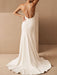 Simple Wedding Dress Sheath V Neck Sleeveless Criss Cross Bridal Gowns With Train