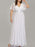 Simple Wedding Dress V Neck Short Sleeves A Line Floor Length Chiffon Sash Plus Size Bridal Gowns With Sweep Train